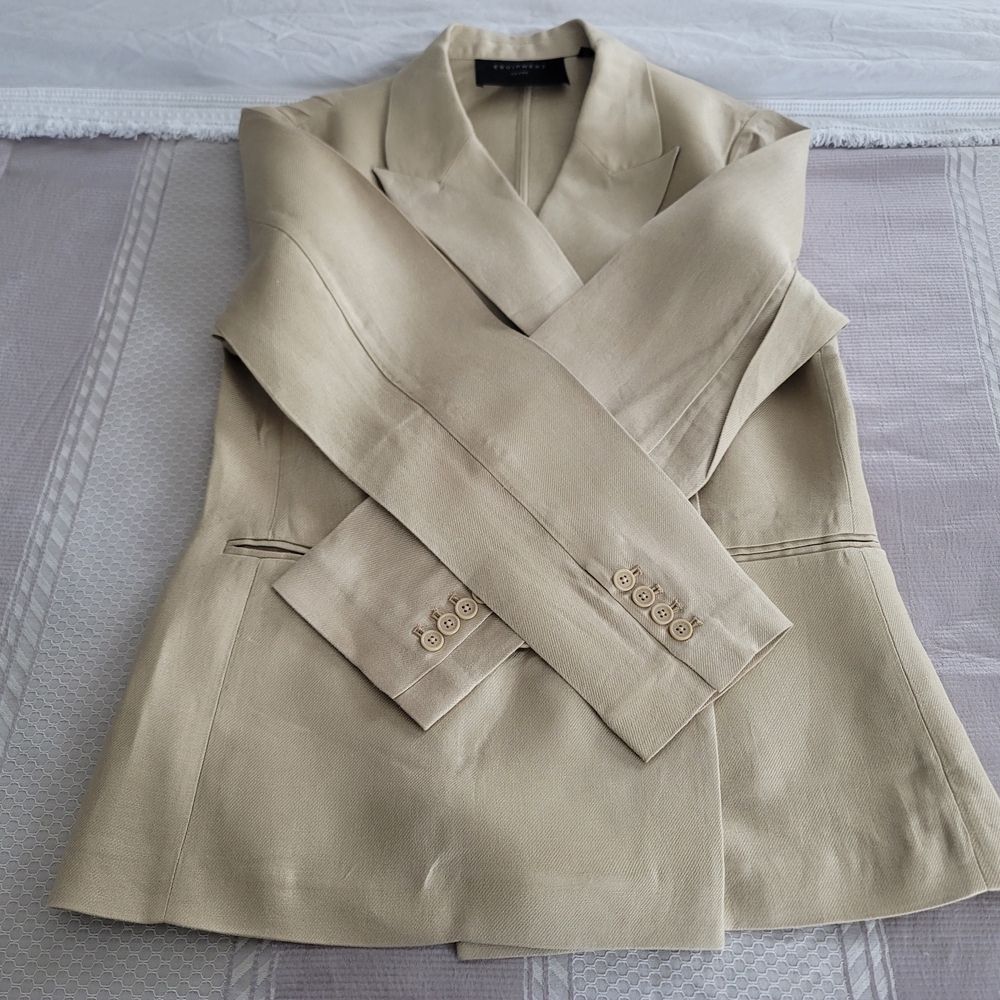 Equipment Beige Linen Tailored  Blazer, Size 12 P